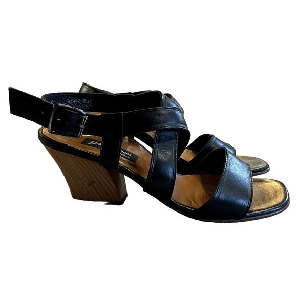 Paul Green Classic Black Leather Strappy Heeled Sandal Ankle Strap UK 6 / US 8.5 - Picture 1 of 11